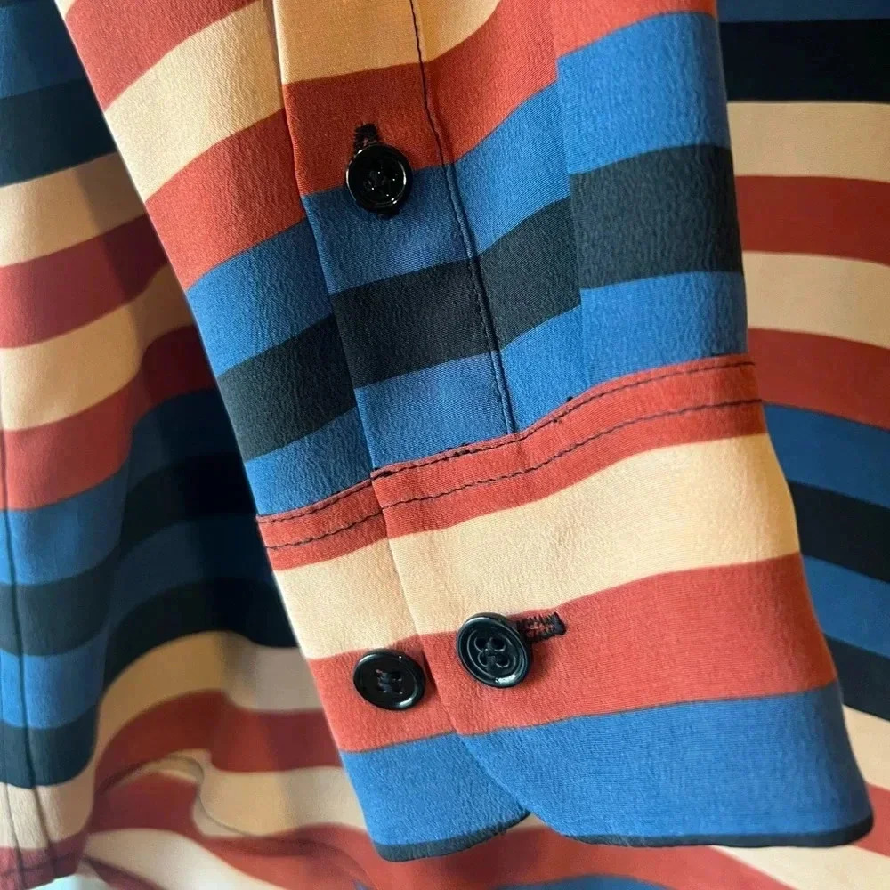 EQUIPMENT FEMME EUC Daddy O Striped Tunic Button Down Up Shirt Blouse Top - Picture 6 of 7